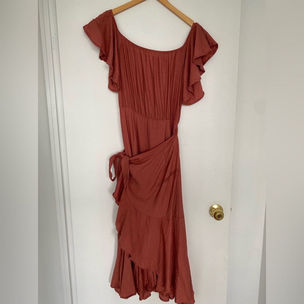 Chic Asymmetrical Rust Dress ORIGINALLY 120